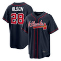 A.Braves #28 Matt Olson Player Navy Home Game Edoa Stitched Jerseys