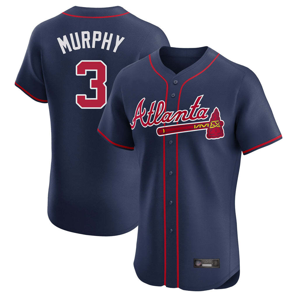 A.Braves #3 Dale Murphy Player Navy Limited Elite Home Game Edoa Stitched Jerseys
