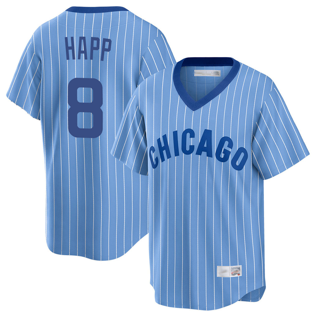 C.Cubs #8 Ian Happ Player Blue T-shirt Cooperstown Collection Limited Edoa Stitched Jerseys