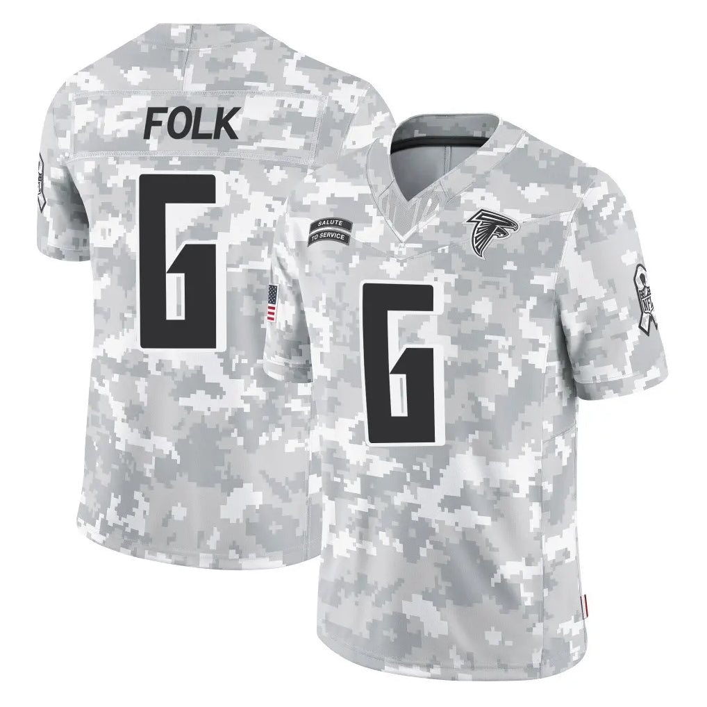 A.Falcons #6 Nick Folk Player Camo Salute to Service Limited Edoa Stitched Jerseys