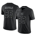 SF.49ers #85 George Kittle Player Black Limited Reflective Home Game Edoa Stitched Jerseys