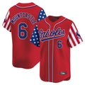 B.Orioles #6 Ryan Mountcastle Player Red Independence Day Vapor Premier Limited Home Game Edoa Stitched Jerseys