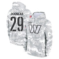 W.Commanders #29 Rasul Douglas Player Arctic Camo Limited Salute to Service Pullover Hoodies Game Edoa Stitched Jerseys