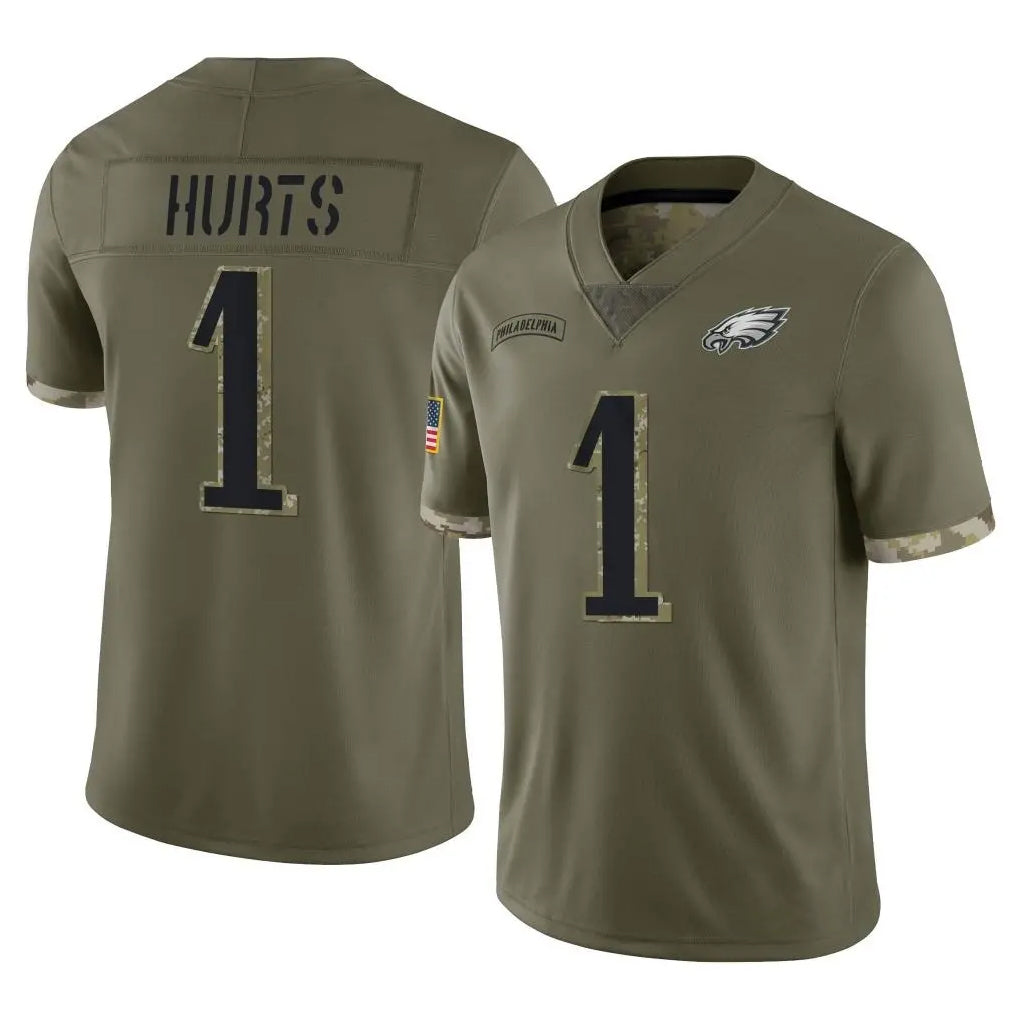 P.Eagles #1 Jalen Hurts Player Olive Salute To Service Limited Edoa Stitched Jerseys