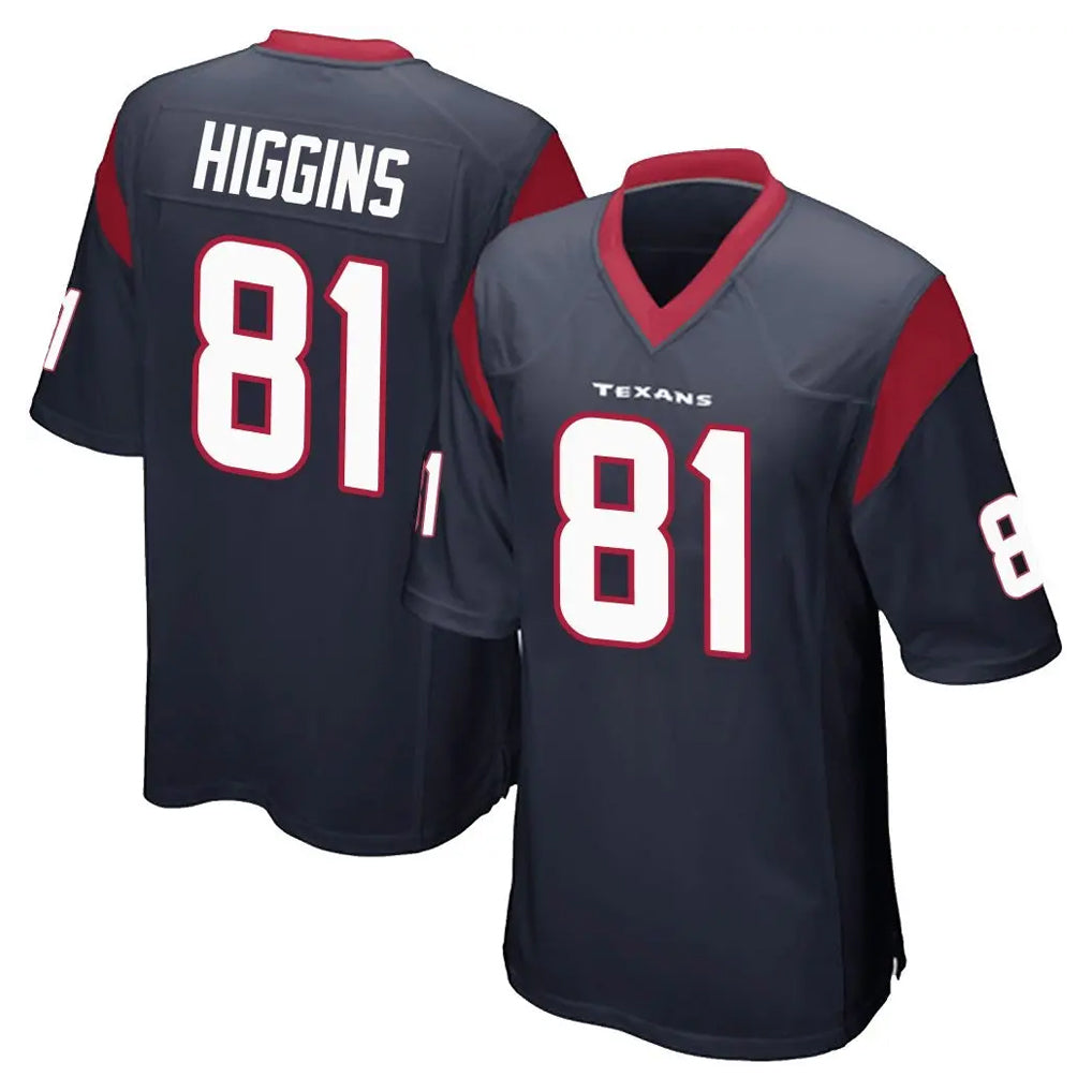 H.Texans #81 Jayden Higgins Player Navy Home Game Edoa Stitched Jerseys