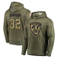 B.Ravens #32 Trenton Simpson Player Olive Salute to Service Pullover Hoodie Edoa Stitched Jerseys