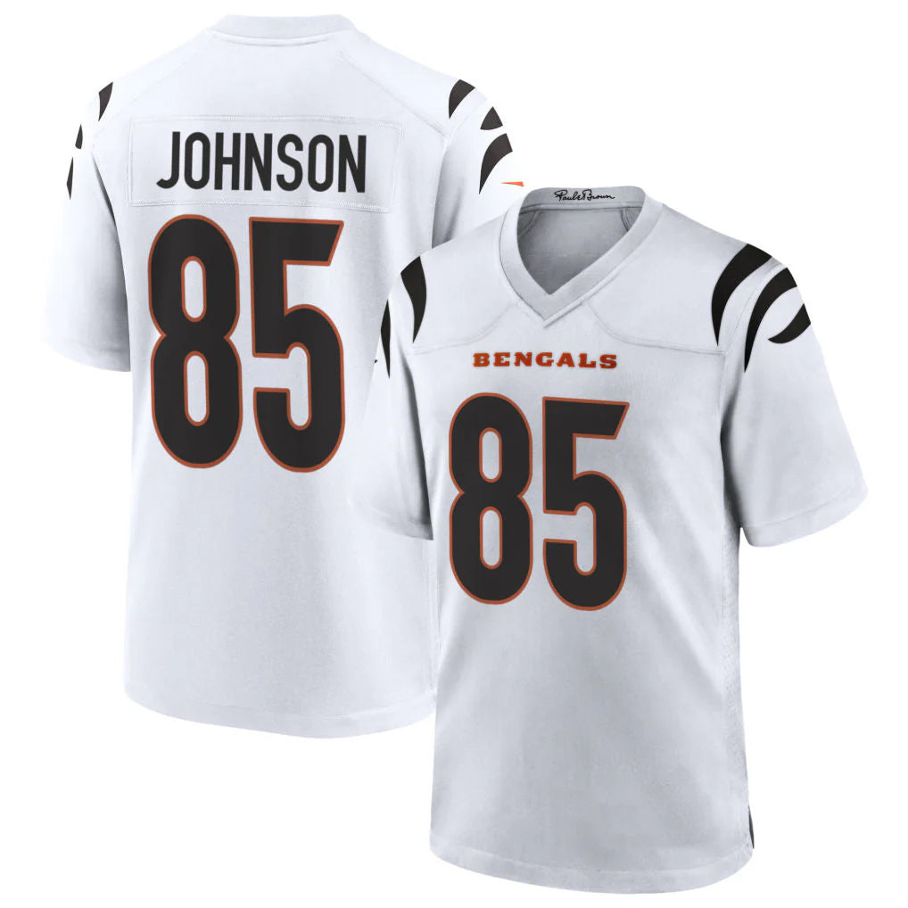 C.Bengals #85 Chad Johnson Player White Home Game Edoa Stitched Jerseys