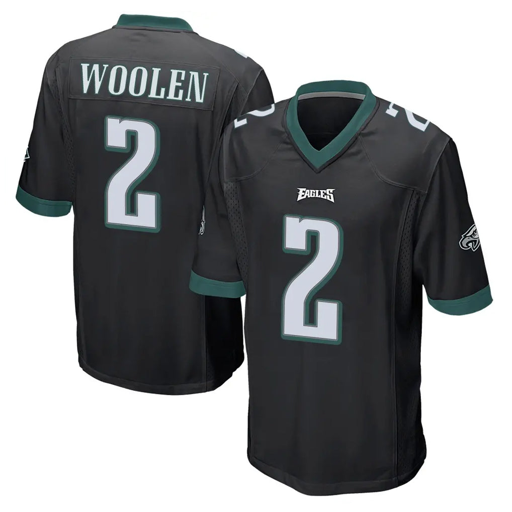 P.Eagles #2 Riq Woolen Player Black Home Game Edoa Stitched Jerseys