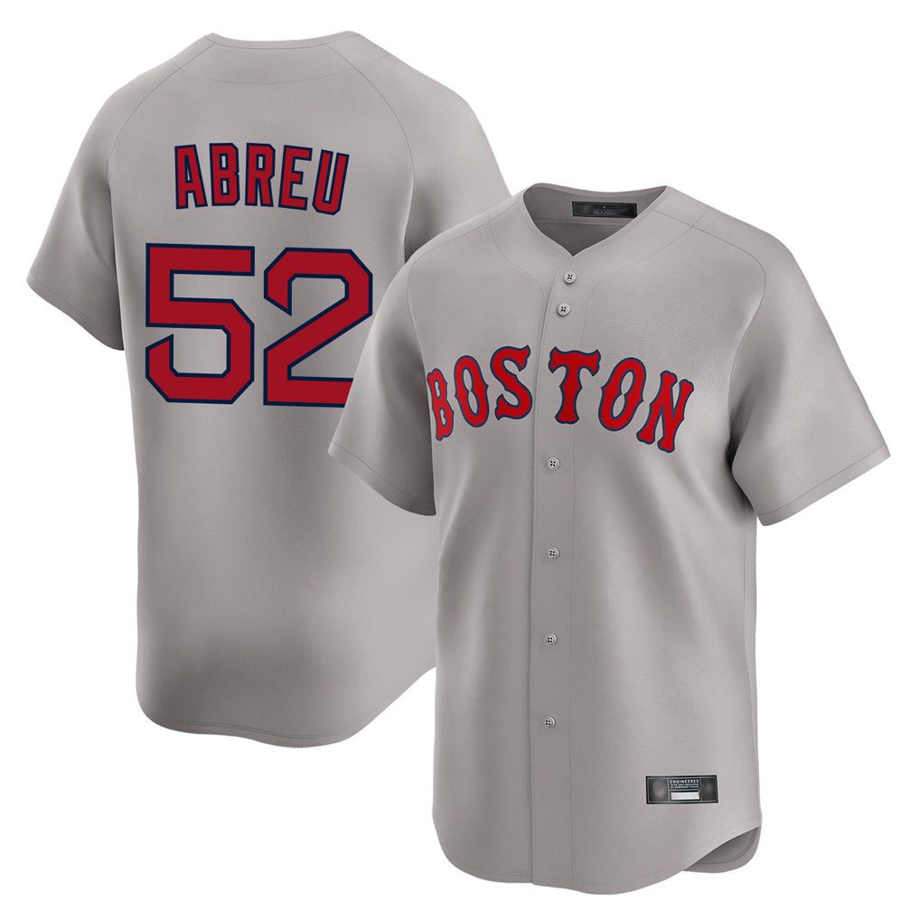 B.Red Sox #52 Wilyer Abreu Player Gray Road Limited Home Game Edoa Stitched Jerseys