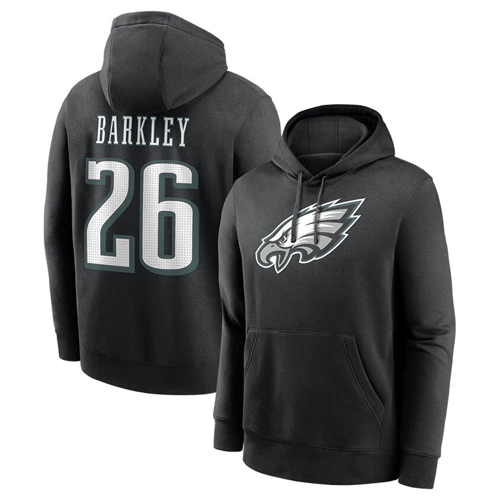 P.Eagles #26 Saquon Barkley Player Black Pullover Hoodies Home Game Edoa Stitched Jerseys
