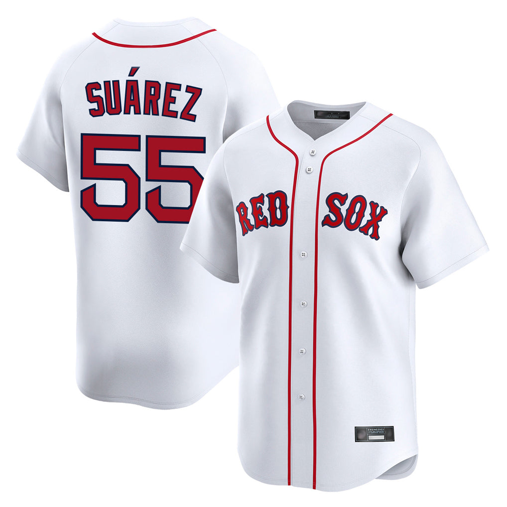 B.Red Sox #55 Ranger Su¨¢rez Player White Limited Home Game Edoa Stitched Jerseys