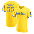 B.Red Sox #55 Ranger Su¨¢rez Player Yellow Limited Elite Home Game Edoa Stitched Jerseys