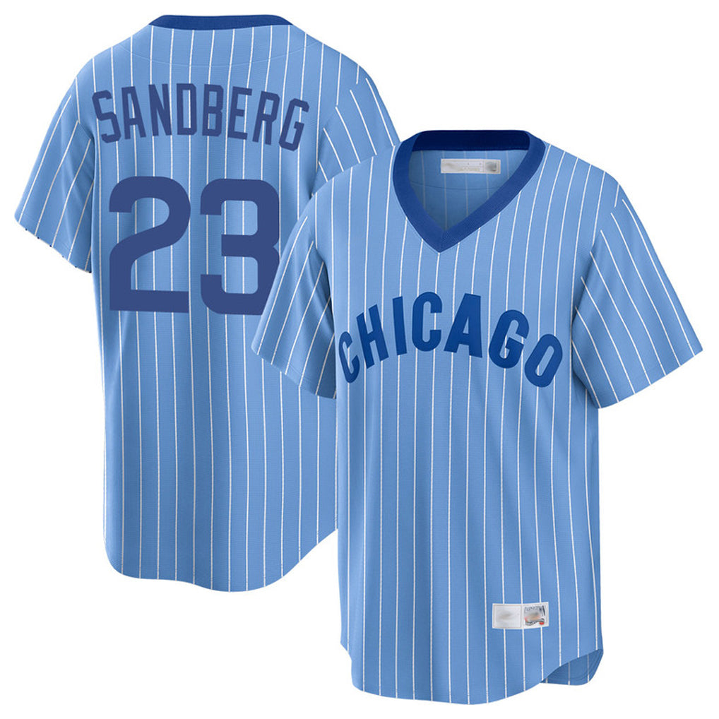 C.Cubs #23 Ryne Sandberg Player Blue T-shirt Cooperstown Collection Limited Edoa Stitched Jerseys