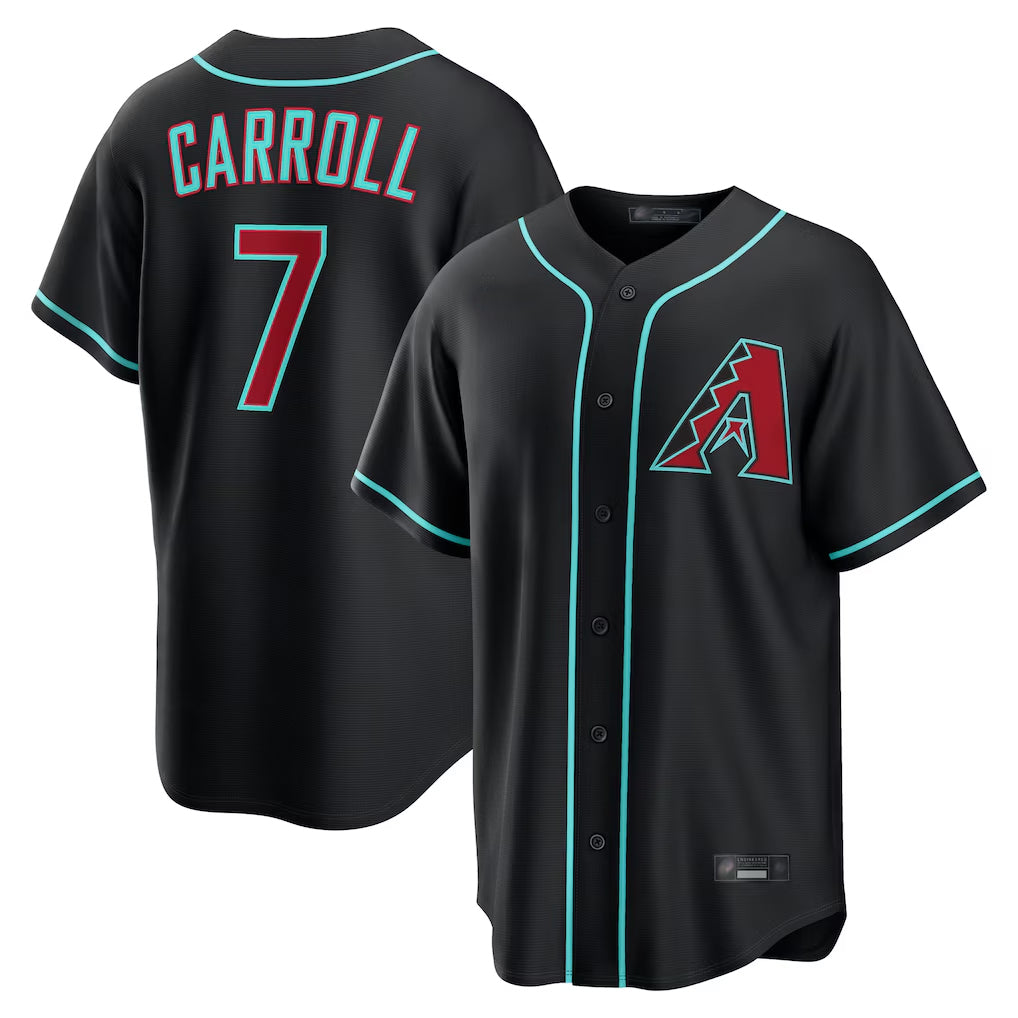 A.Diamondbacks #7 Corbin Carroll Player Black Home Game Edoa Stitched Jerseys