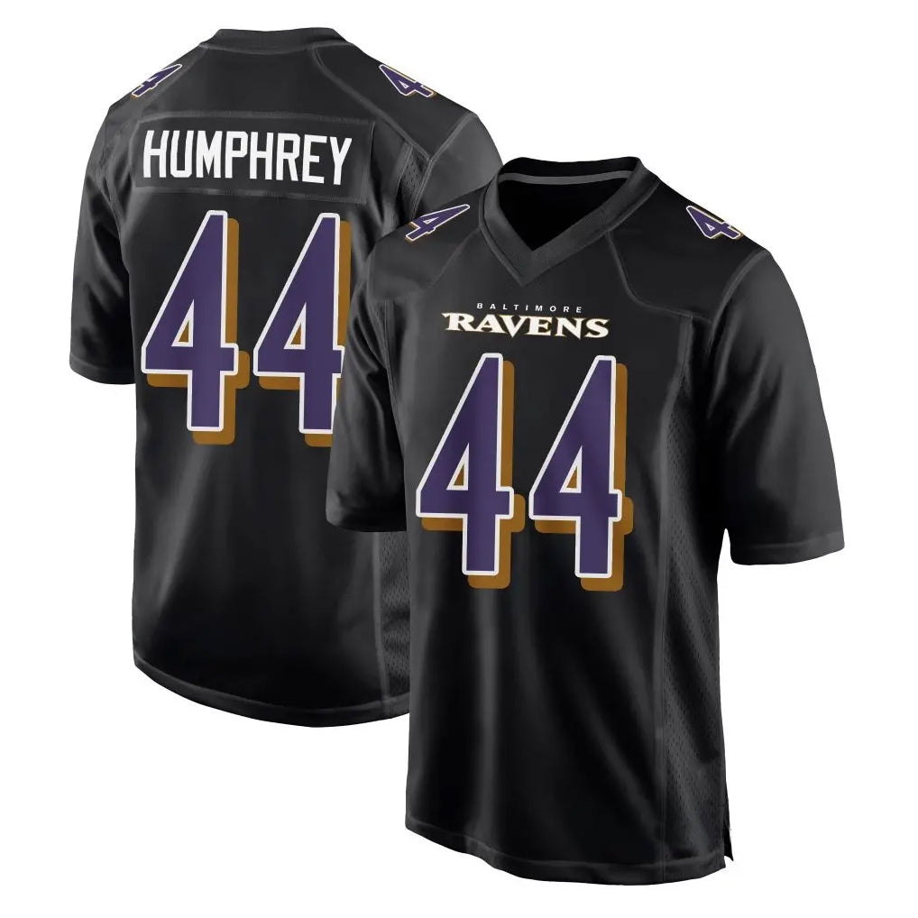 B.Ravens #44 Marlon Humphrey Player Carbon Black Fashion Home Game Edoa Stitched Jerseys