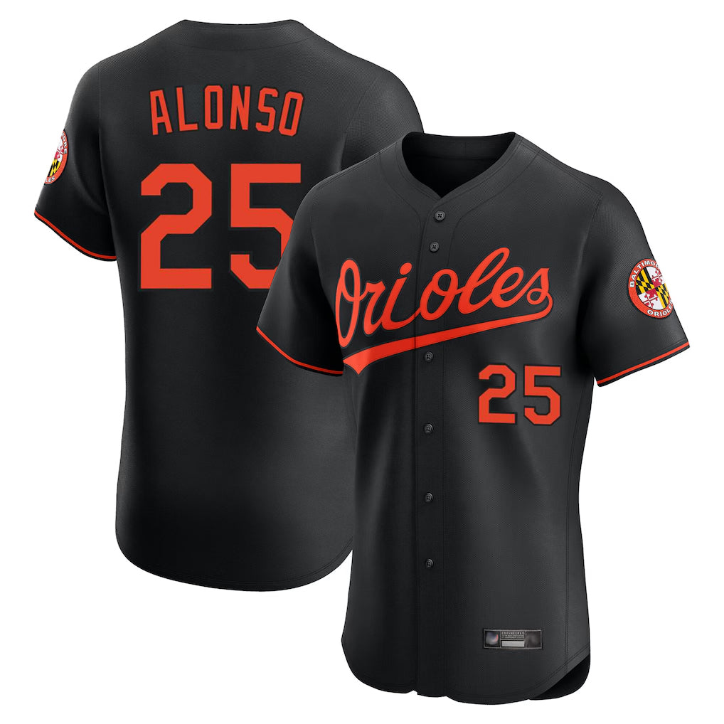 B.Orioles #25 Pete Alonso Player Black Limited Elite Home Game Edoa Stitched Jerseys