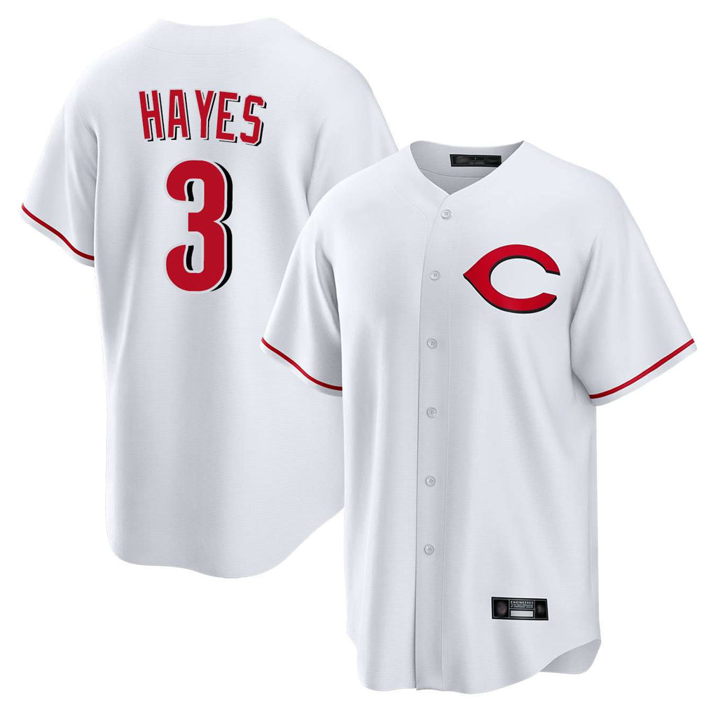C.Reds #3 Ke'Bryan Hayes Player White Home Game Edoa Stitched Jerseys