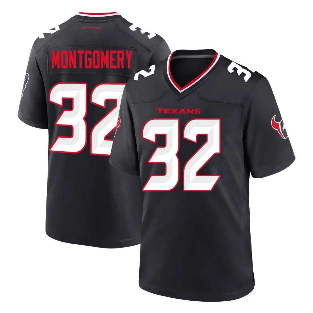 H.Texans #32 David Montgomery Player Navy Team Home Game Edoa Stitched Jerseys