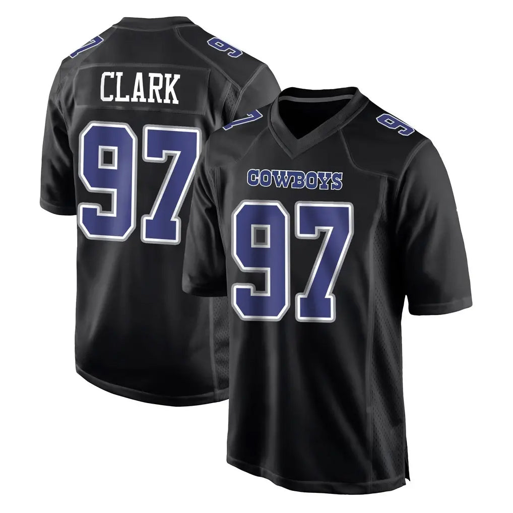 D.Cowboys #97 Kenny Clark Player Carbon Black Fashion Home Game Edoa Stitched Jerseys