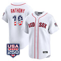 B.Red Sox #19 Roman Anthony Player White USA 250 Fourth of July Limited Home Game Edoa Stitched Jerseys