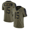 NY.Jets #15 Adonai Mitchell Player Olive Salute To Service Limited Game Edoa Stitched Jerseys