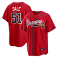 A.Braves #51 Chris Sale Player Red Home Game Edoa Stitched Jerseys