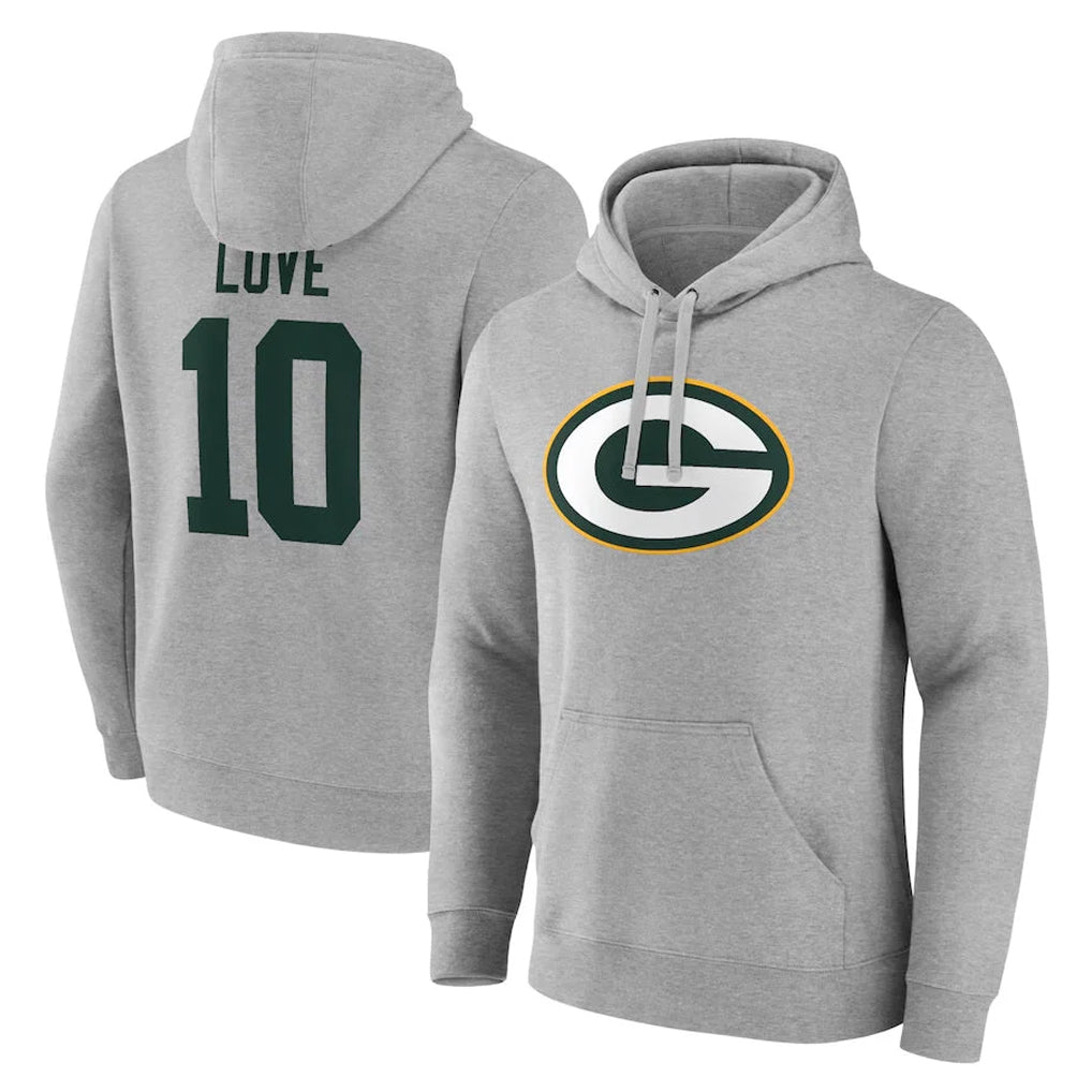 GB.Packers #10 Jordan Love Player Gray Pullover Hoodies Limited Edoa Stitched Jerseys