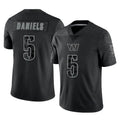 W.Commanders #5 Jayden Daniels Player Black Limited Reflective Home Game Edoa Stitched Jerseys