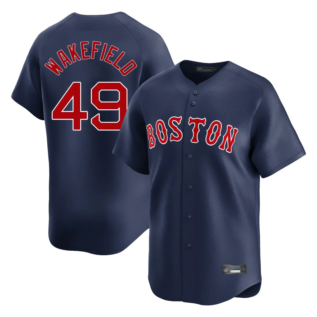 B.Red Sox #49 Tim Wakefield Player Navy Limited Home Game Edoa Stitched Jerseys