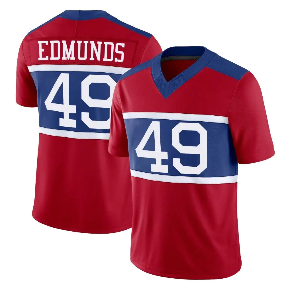 NY.Giants #49 Tremaine Edmunds Player Red Century Vapor F.U.S.E. Home Game Edoa Stitched Jerseys