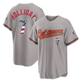 B.Orioles #7 Jackson Holliday Player Gray USA 250 Fourth of July Home Game Edoa Stitched Jerseys