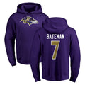 B.Ravens #7 Rashod Bateman Player Purple Salute to Service Pullover Hoodie Edoa Stitched Jerseys