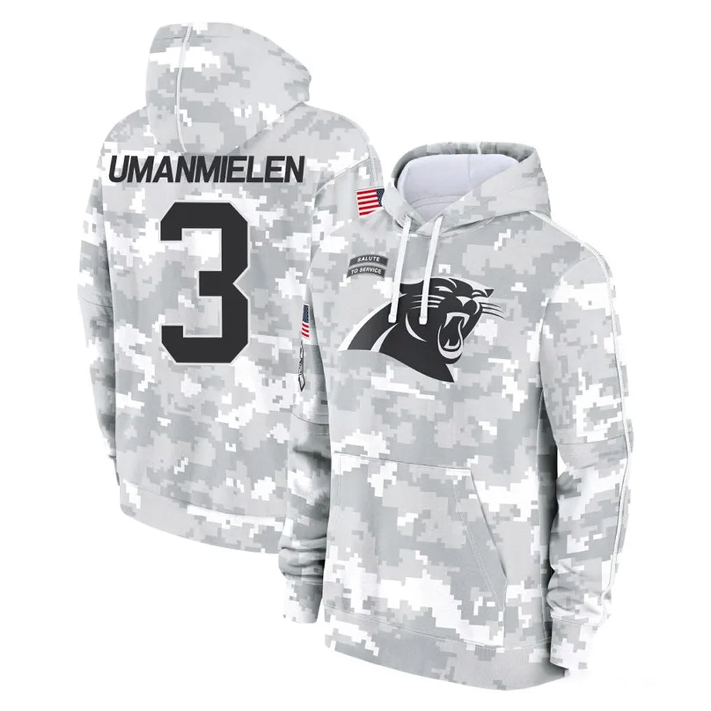 C.Panthers #3 Princely Umanmielen Player Arctic Camo Salute to Service Pullover Hoodies Limited Game Edoa Stitched Jerseys