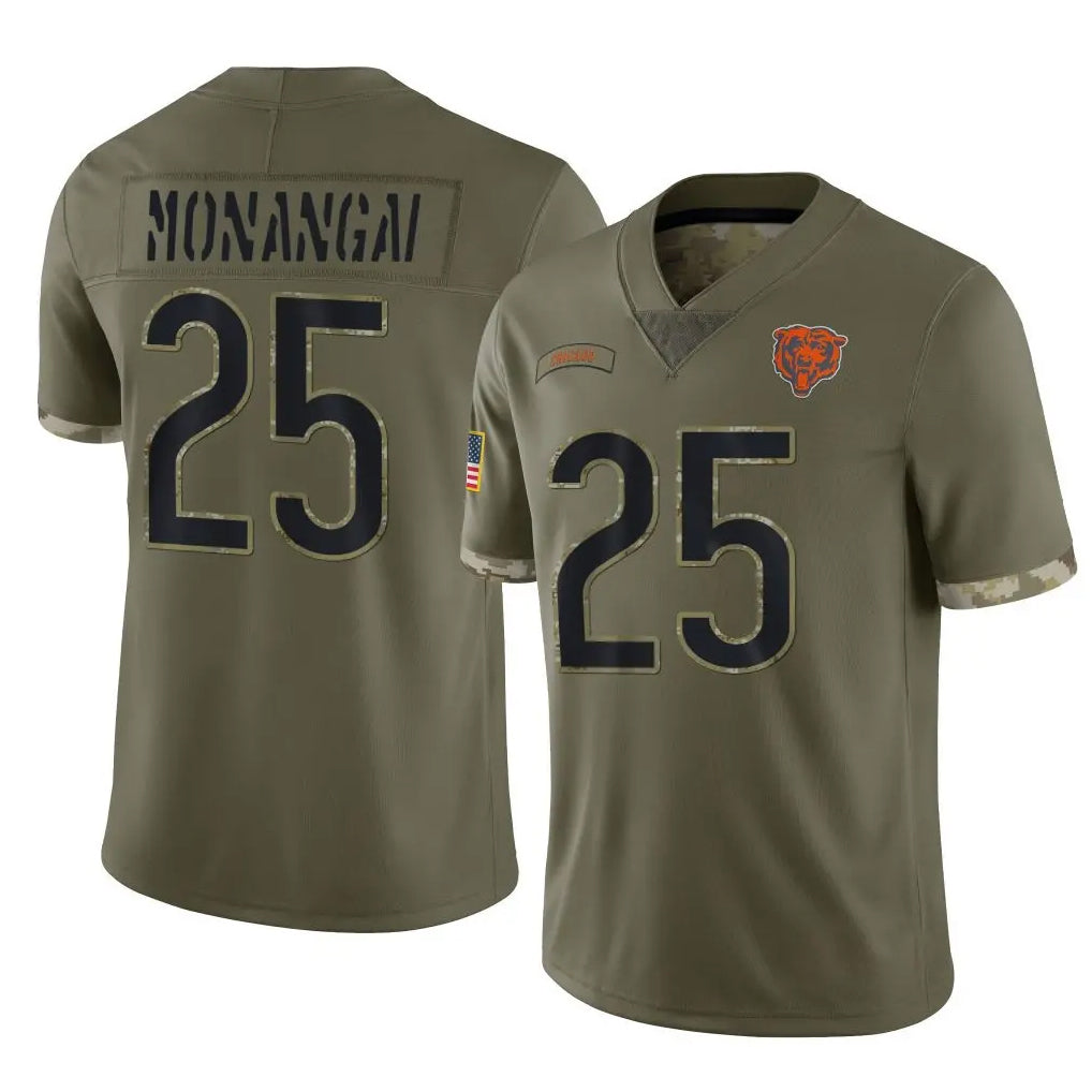 C.Bears #25 Kyle Monangai Player Olive Salute to Service Limited Game Edoa Stitched Jerseys