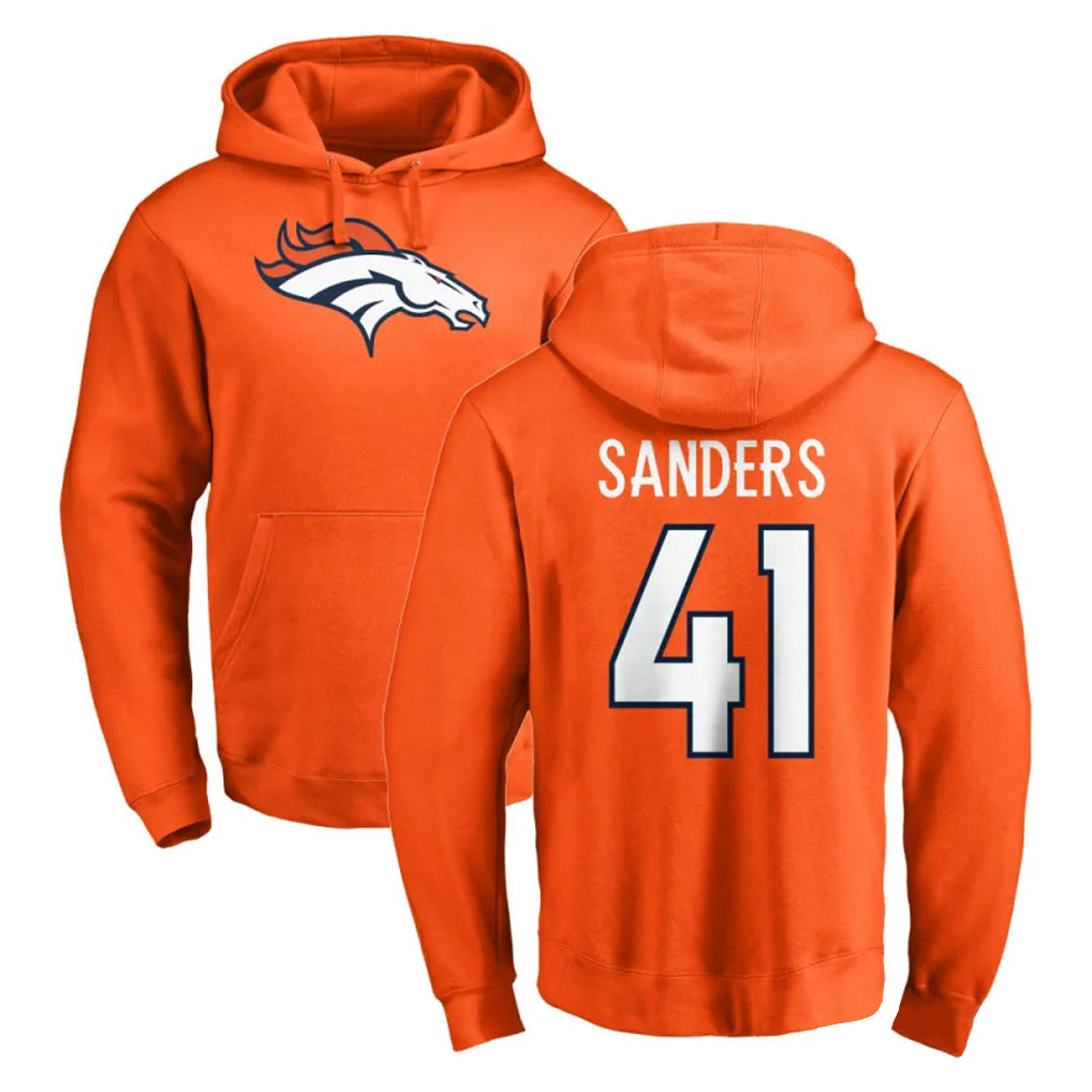D.Broncos #41 Drew Sanders Player Orange Pullover Hoodie Limited Edoa Stitched Jerseys