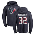 H.Texans #32 David Montgomery Player Navy Pro Line Pullover Hoodie Limited Game Edoa Stitched Jerseys
