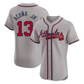 A.Braves #13 Ronald Acuna Jr Player Gray Limited Elite Home Game Edoa Stitched Jerseys