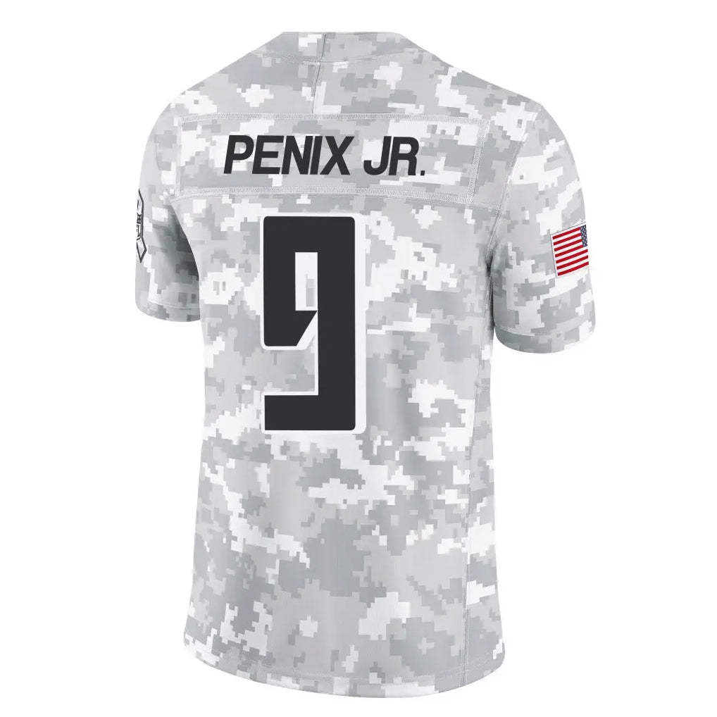 A.Falcons #9 Michael Penix Jr. Player Arctic Camo Salute to Service Limited Edoa Stitched Jerseys