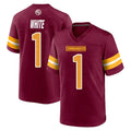 W.Commanders #1 Rachaad White Player Burgundy Home Game Edoa Stitched Jerseys