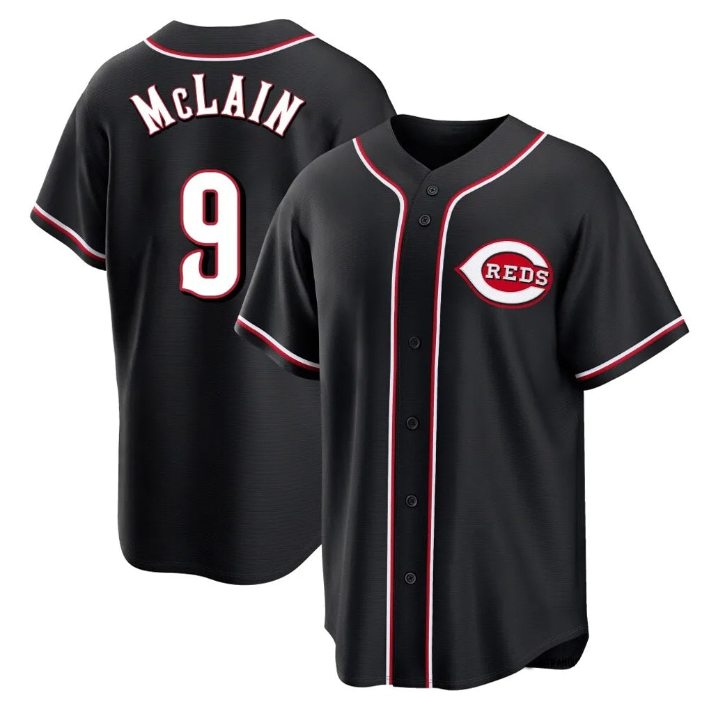 C.Reds #9 Matt McLain Player Black Fashion Out Home Game Edoa Stitched Jerseys