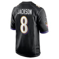 B.Ravens #8 Lamar Jackson Player Black Alternate Home Game Edoa Stitched Jerseys