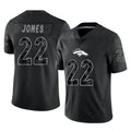 D.Broncos #22 Brandon Jones Player Black Reflective Limited Edoa Stitched Jerseys
