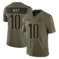 W.Commanders #10 Tress Way Player Olive 2025 Salute To Service Limited Home Game Edoa Stitched Jerseys