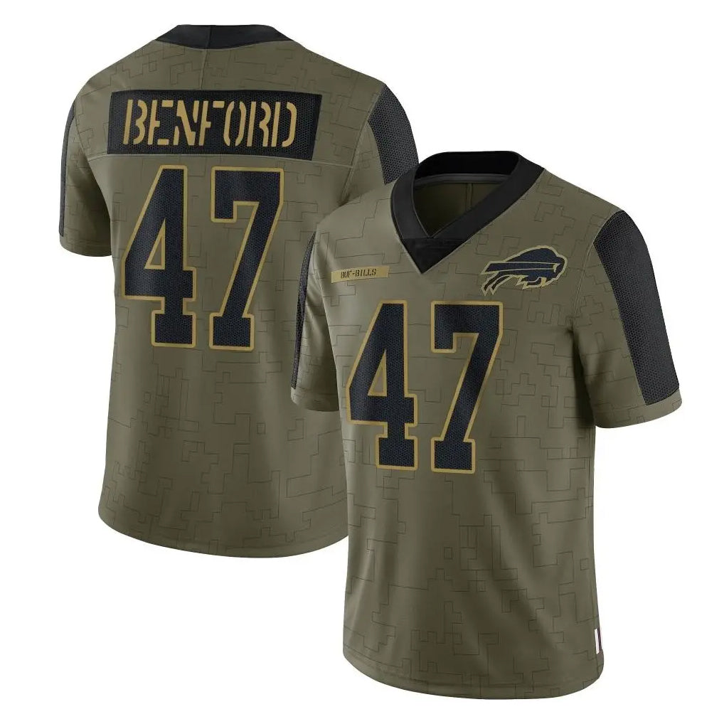 B.Bills #47 Christian Benford Player Olive Salute To Service Limited Edoa Stitched Jerseys