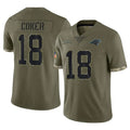 C.Panthers #18 Jalen Coker Player Olive Salute to Service Game Edoa Stitched Jerseys