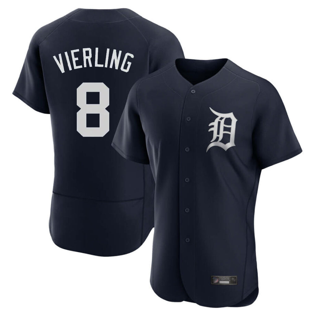 D.Tigers #8 Matt Vierling Player Navy Limited Elite Home Edoa Stitched Jerseys