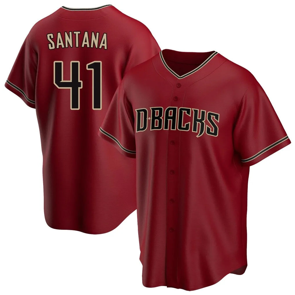 A.Diamondbacks #41 Carlos Santana Player Red Home Game Edoa Stitched Jerseys