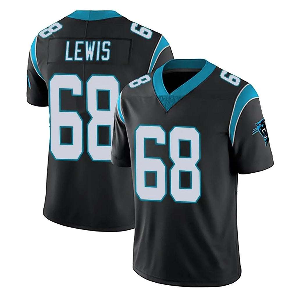 C.Panthers #68 Damien Lewis Player Black Vapor Untouchable Limited Game Edoa Stitched Jerseys