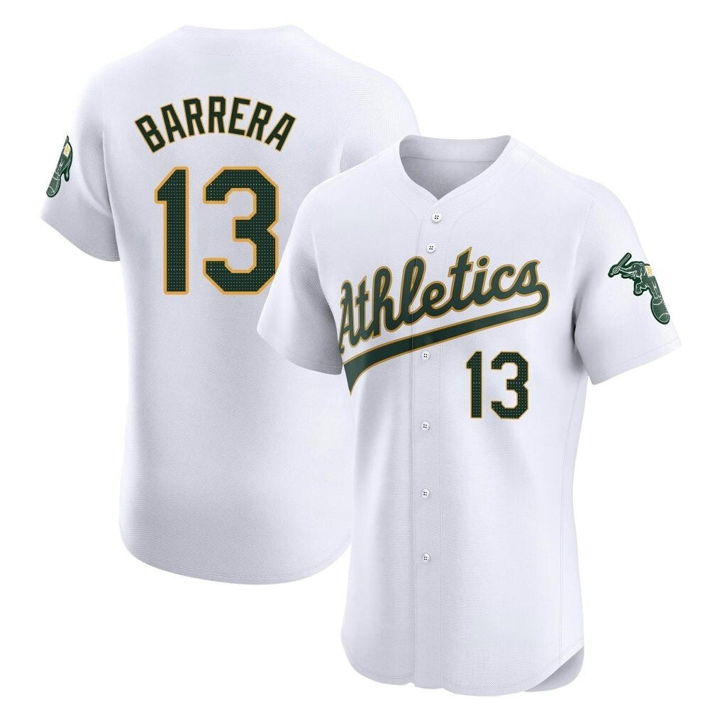 Athletics #13 Luis Barrera Player White Limited Elite Home Game Edoa Stitched Jerseys