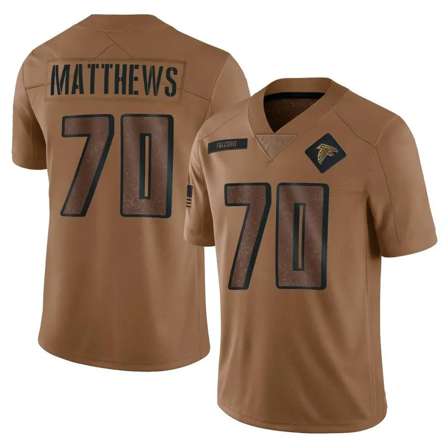 A.Falcons #70 Jake Matthews Player Brown Salute To Service Limited Edoa Stitched Jerseys
